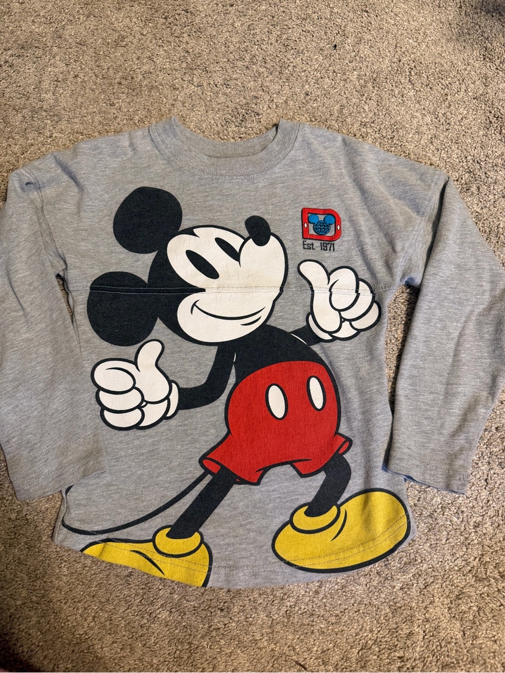 Disney Mickey Mouse Grey Long-Sleeve Kids Spirit Jersey